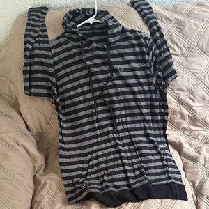 American Eagle Outfitters Charcoal and Black Striped Hoodie